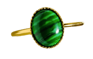 Bague plaqué or et malachite