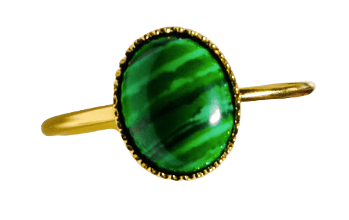 Bague plaqué or et malachite