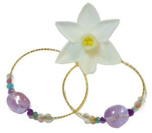 Boucles d'oreilles plaqué or améthyste