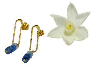 Boucles d'oreilles plaqué or et kyanite bleue