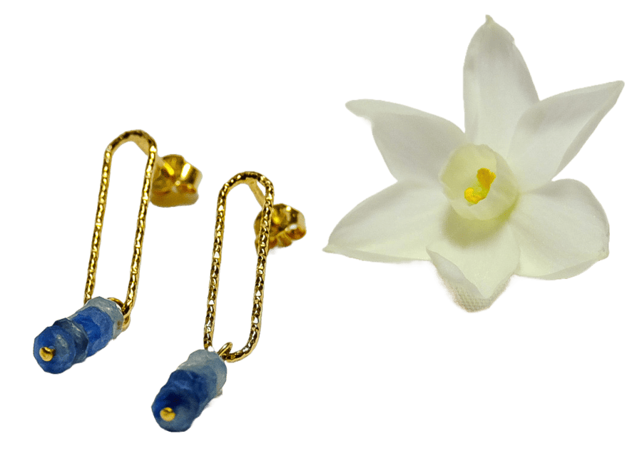 Boucles d'oreilles plaqué or et kyanite bleue