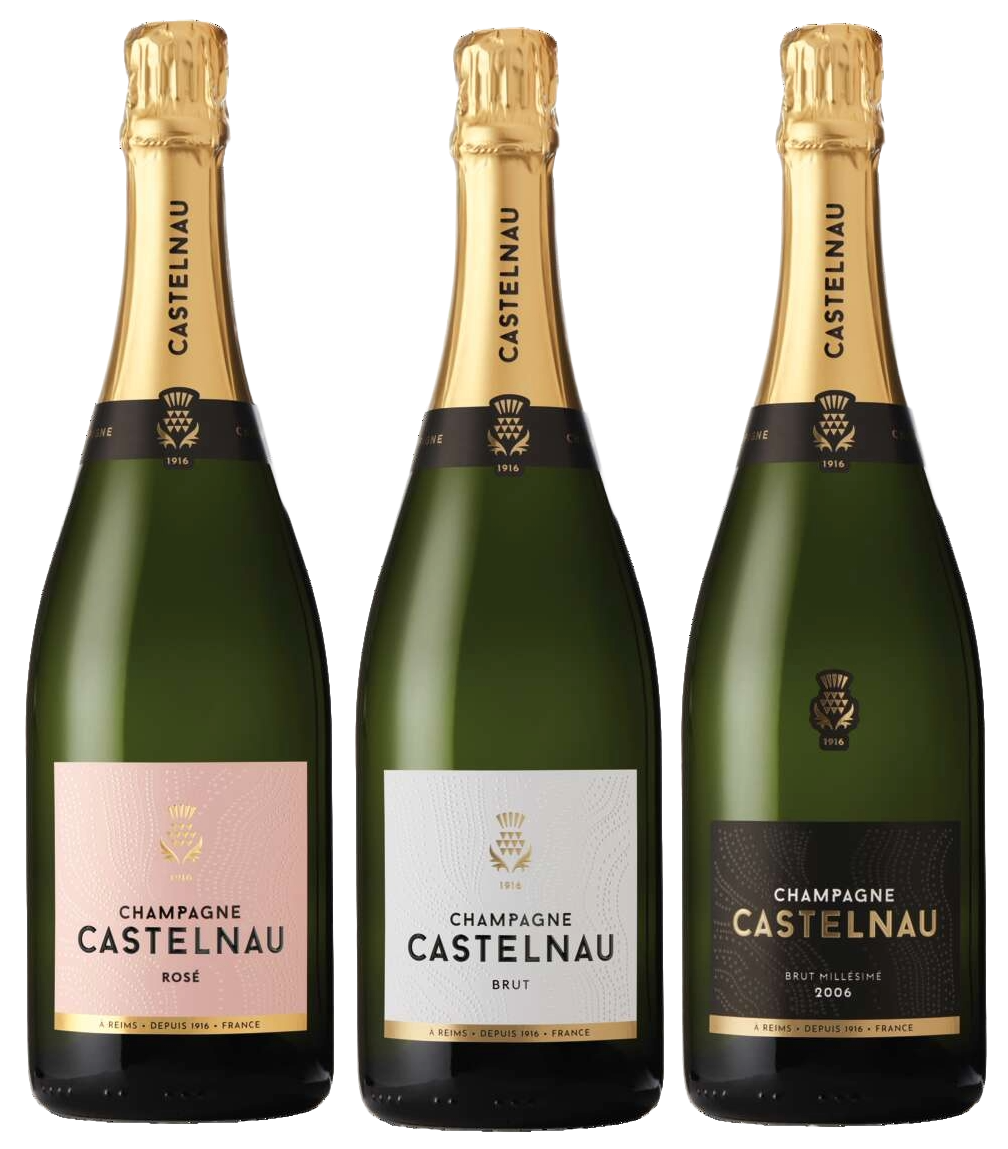 Castelnau coffret 3 btl brut, rosé, brut millésimé