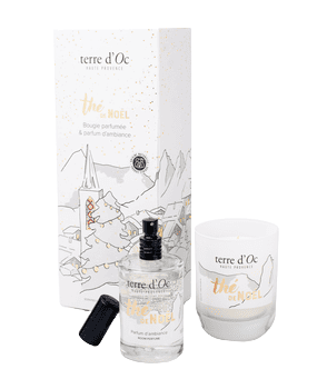 Coffret bougie 180g + parfum d'ambiance 100ml thés de Noël