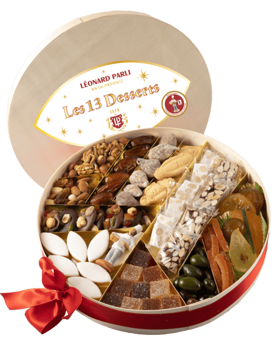 Coffret des 13 desserts de Provence en bois avec Santon- 900g - Ø 32cm