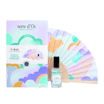 Coffret éventail et parfum d'ambiance coton thé blanc Udani 50ml