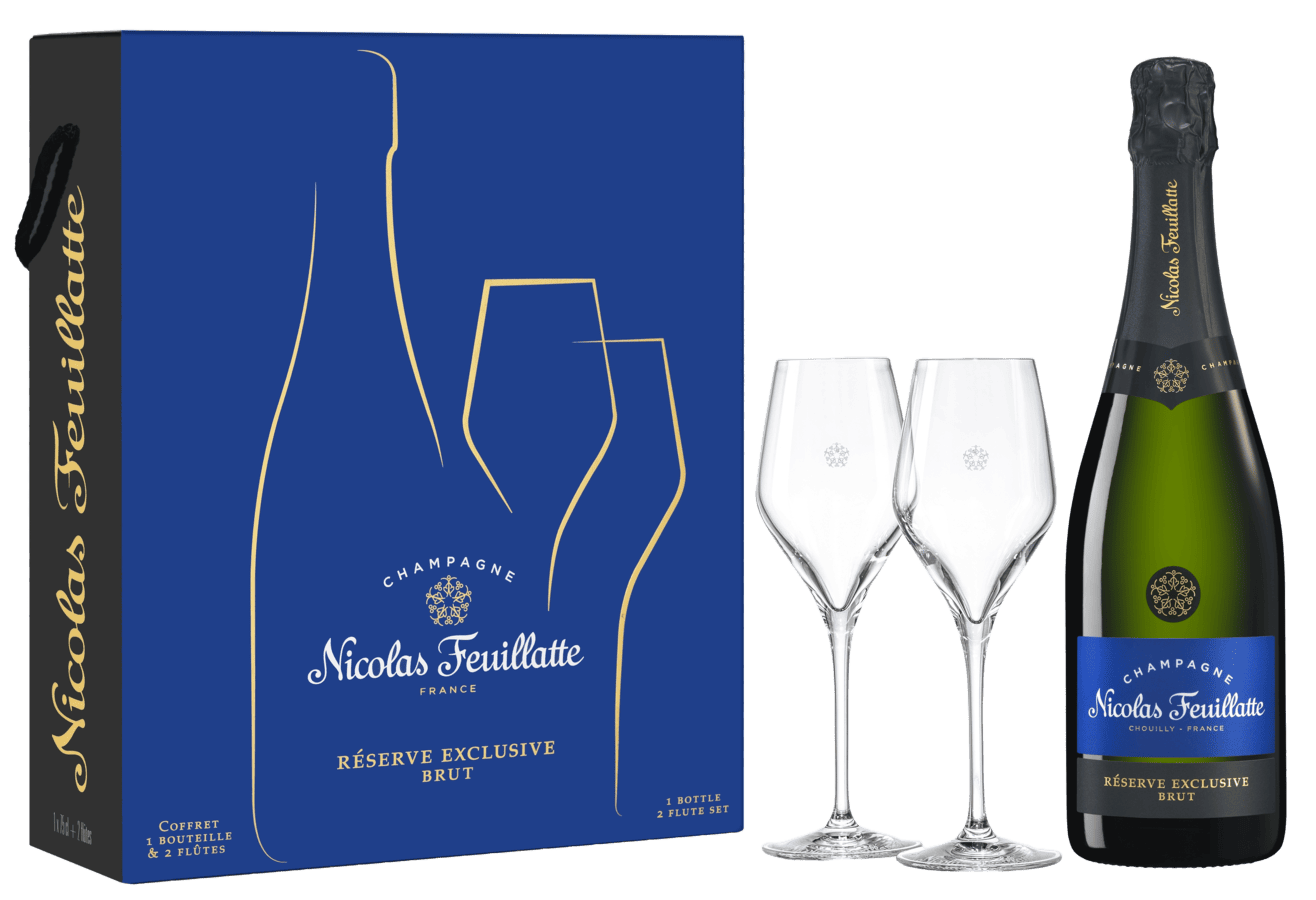 Nicolas Feuillatte Coffret Réserve Exclusive Brut + 2 flûtes
