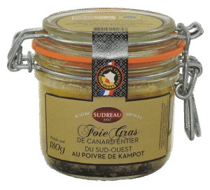 Foie gras de canard entier du sud-ouest au poivre de Kampot bocal - 180g