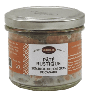 Pâté rustique 20 % bloc de foie gras de canard bocal - 90g