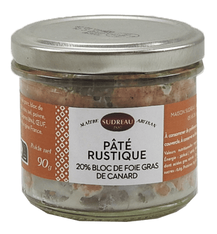 Pâté rustique 20 % bloc de foie gras de canard bocal - 90g